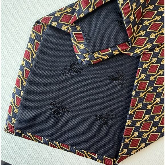 Vintage Brooks Brothers Makers Tie All Silk USA Geometric Red Gold Navy 80s-90s - Picture 6 of 16